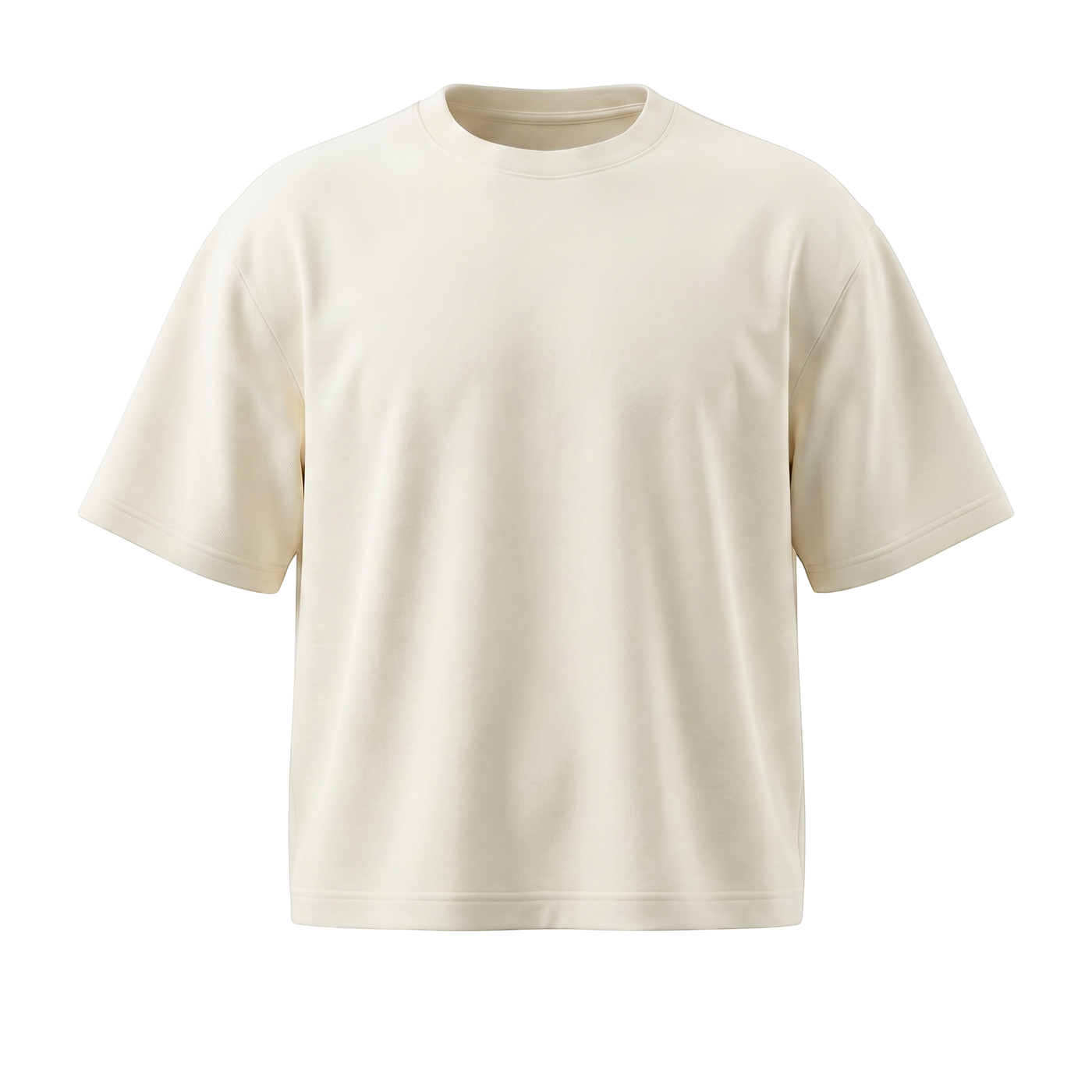 NILO Studio Heavyweight Tee in cream 100% cotton with a relaxed fit and drop shoulder design.