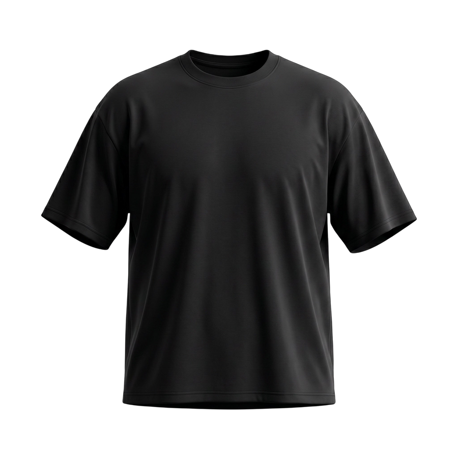 NILO Frame Loose Tee in black, crafted from 100% cotton with a relaxed fit and drop shoulders.