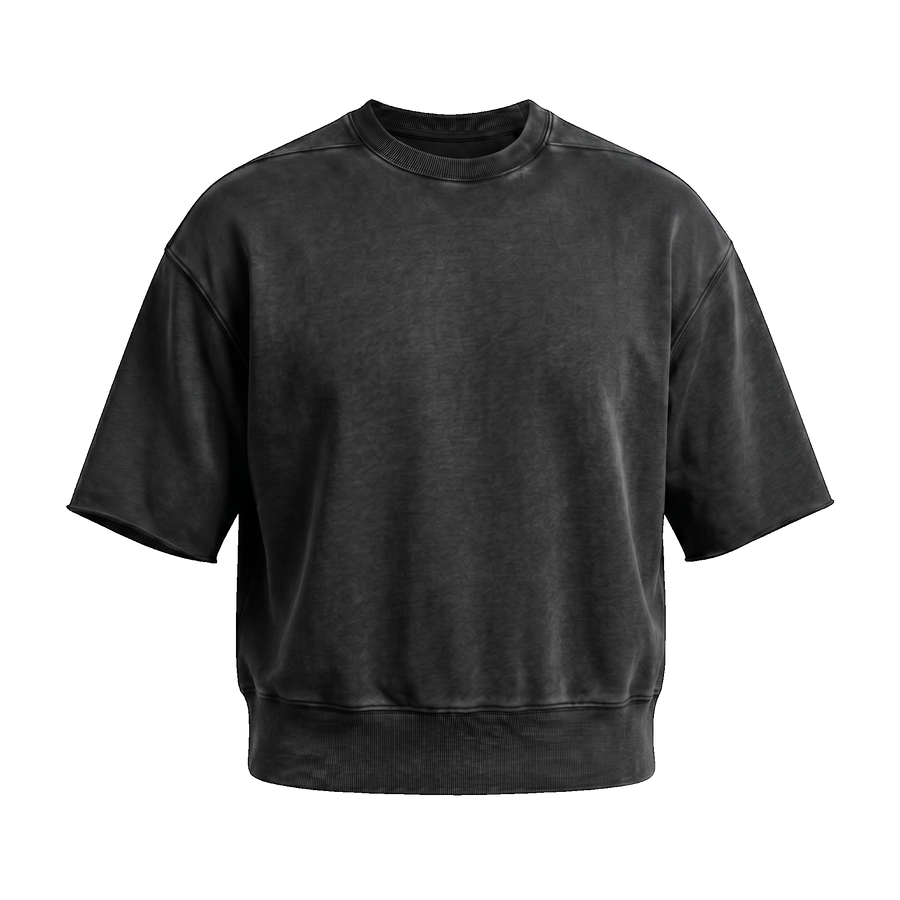 NILO Master heavyweight oversized tee in washed black 100% cotton with a structured fit and ribbed hem