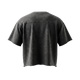 NILO Director snow-washed black boxy t-shirt with raw edges, made from heavyweight 100% cotton, back view.
