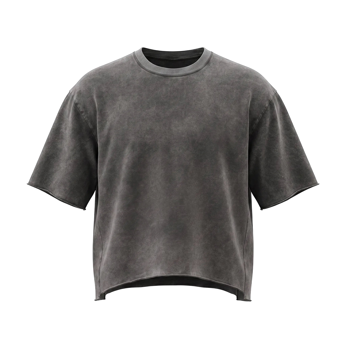 NILO Director snow-washed grey boxy t-shirt in heavyweight cotton with raw edge sleeves and hem.