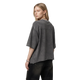 NILO Director snow washed boxy tee in charcoal grey heavyweight cotton with raw edges worn by a blonde model