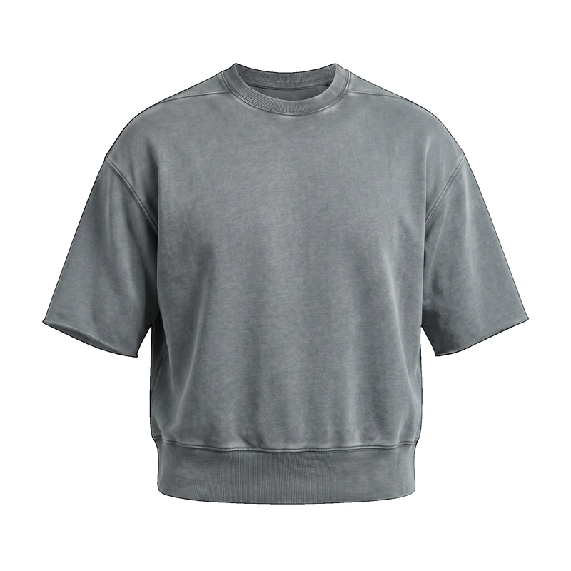 NILO Master heavyweight oversized grey cotton t-shirt with a structured fit and ribbed hem on a black background.