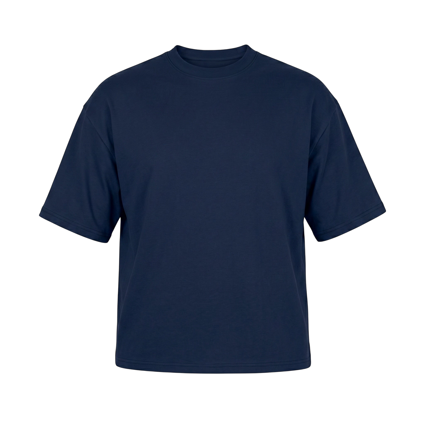 NILO Frame Loose Tee in navy blue, crafted from 100% cotton with a relaxed fit and drop shoulder design.