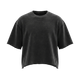 NILO Director snow-washed black boxy t-shirt in heavyweight cotton with raw edge hem and sleeves