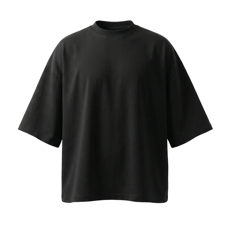 NILO Vision oversized boxy t-shirt in black heavyweight 300gsm cotton with a structured fit and crew neck.