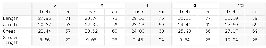 Size chart for Frame Loose Tee